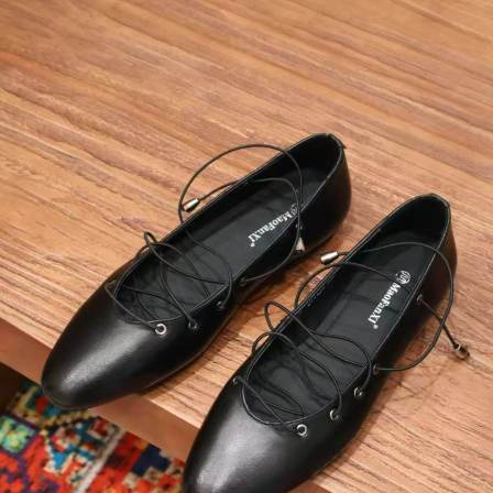 MFX 里外羊皮圆头交叉系带芭蕾舞单鞋通勤平底奶奶鞋 GT-129WX