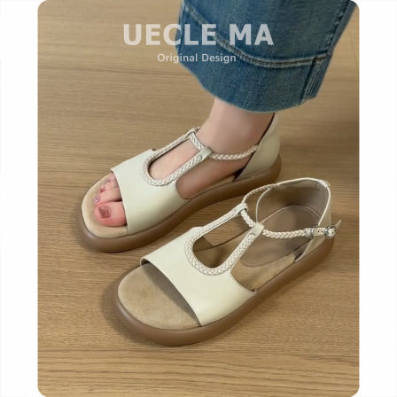 羊皮版！绝美复古罗马凉鞋女夏季外穿2026新款厚底不累脚露趾凉鞋