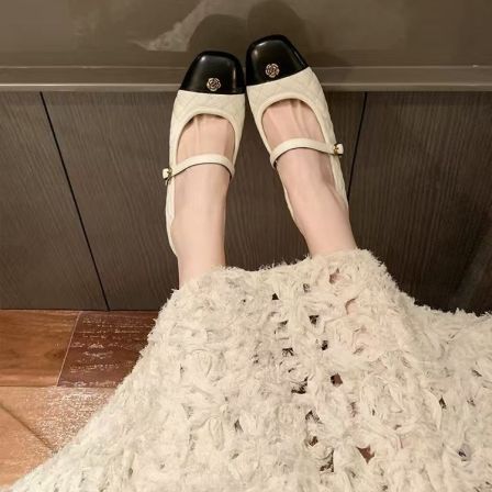 2026新款羊皮4厘米内增高小香风单鞋女一字带玛丽珍鞋