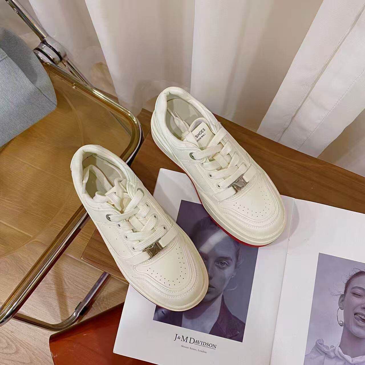 VK定制 韩版真皮时尚休闲运动鞋女91-6123主图