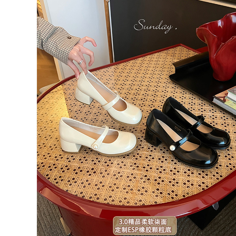【研发ESP颗粒防滑底】大叔家显瘦粗跟玛丽珍女鞋2026夏高跟单鞋主图