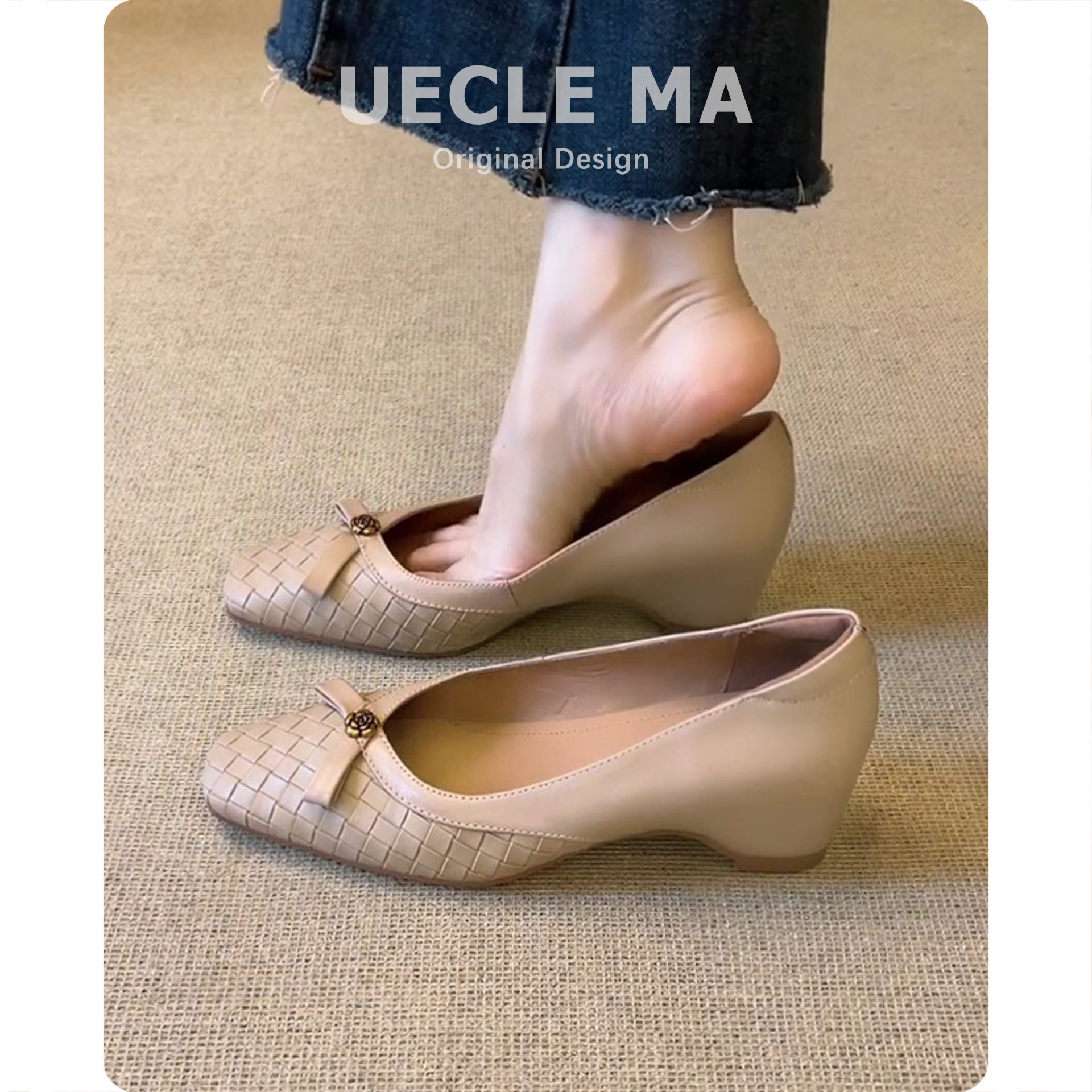 羊皮版~内增高法式单鞋女2026新款方头绝美不累脚玛丽珍工作鞋子主图