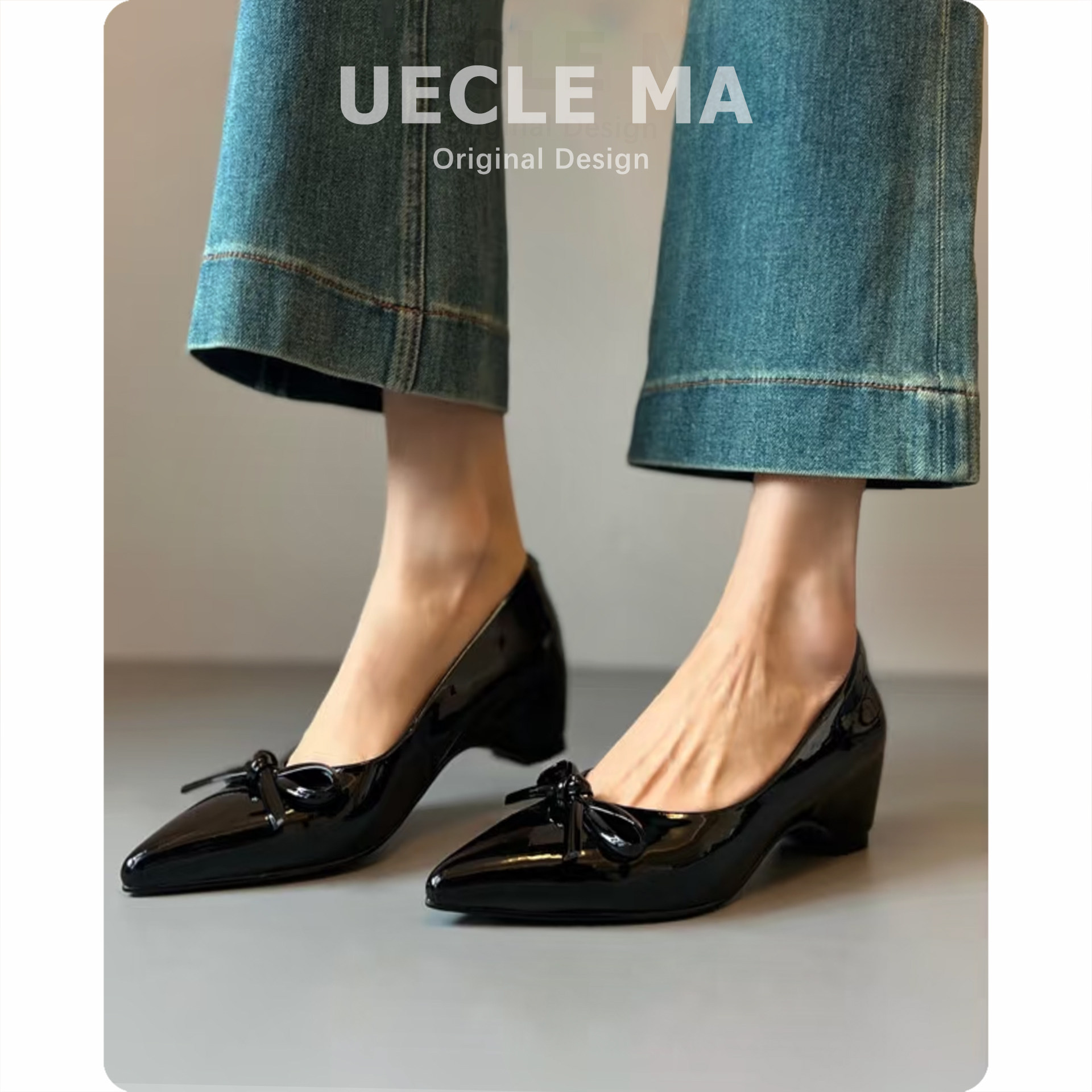 羊皮版~内增高法式尖头包鞋女黑色工作鞋子绝美气质玛丽珍晚晚鞋主图