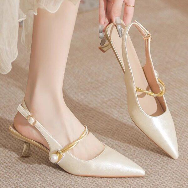 包头凉鞋女士2026年夏季新款尖头细跟高级不累脚新中式单鞋高跟鞋主图