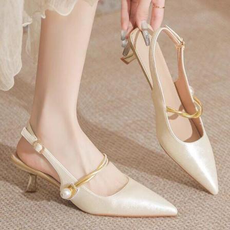 包头凉鞋女士2026年夏季新款尖头细跟高级不累脚新中式单鞋高跟鞋