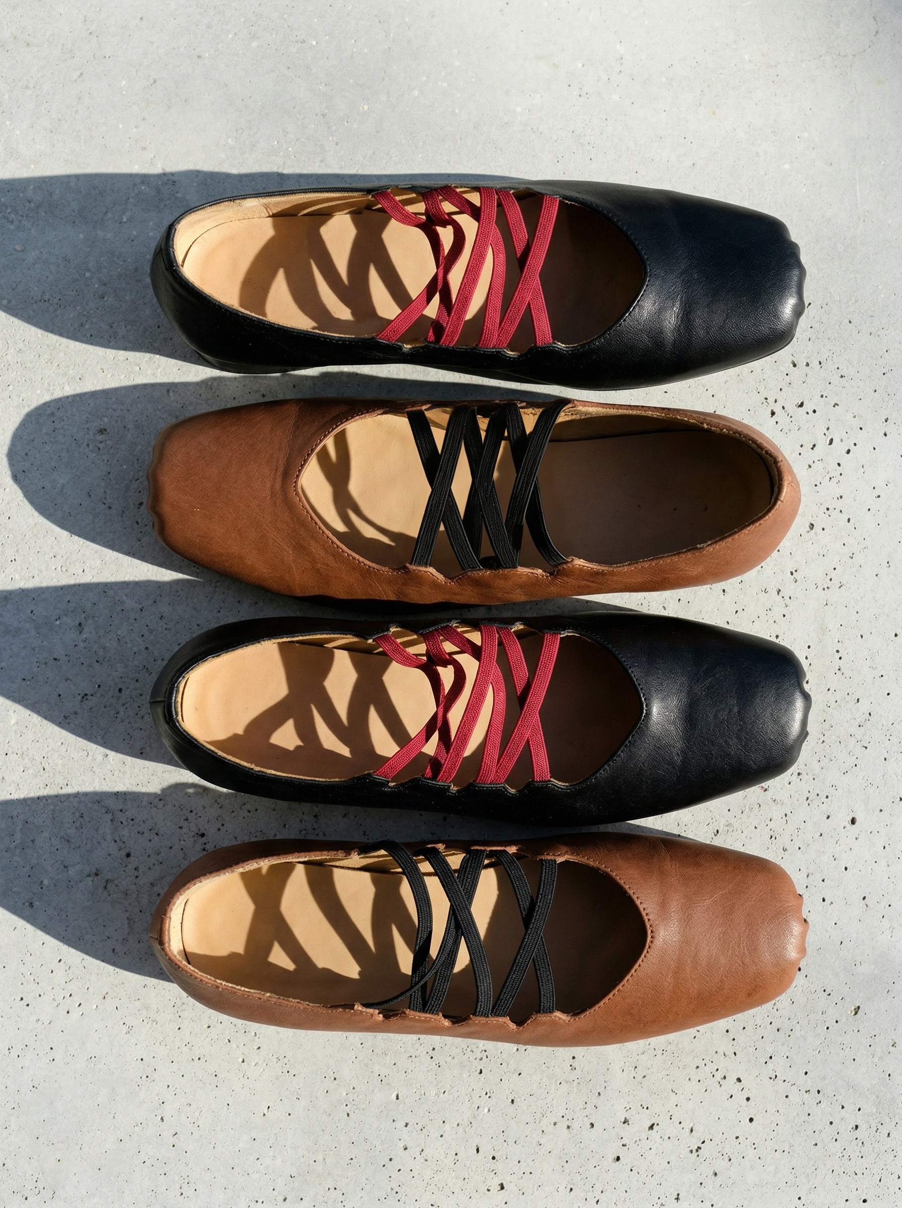 风家窄众柔软做旧牛皮复古撞色绑带褶皱方头3.5cm芭蕾舞鞋WX0369主图