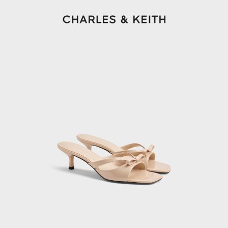 CHARLES＆KEITH26夏季新款CK1-60361622蝴蝶结方头凉拖鞋露趾凉鞋