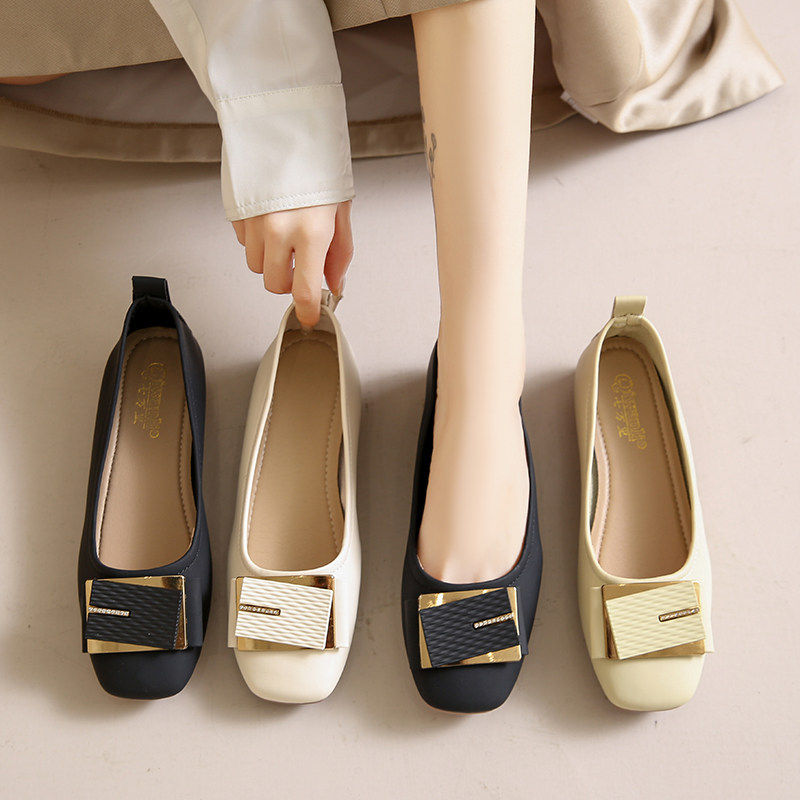法式软底一脚蹬平底浅口单鞋女2026年春季新款百搭温柔气质豆豆鞋主图