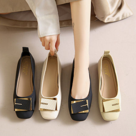 法式软底一脚蹬平底浅口单鞋女2026年春季新款百搭温柔气质豆豆鞋