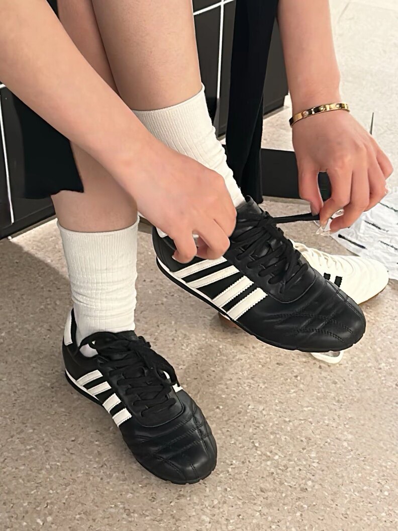 真皮德训鞋女春夏新款软底百搭内增高休闲运动保龄球阿甘鞋拳击鞋主图