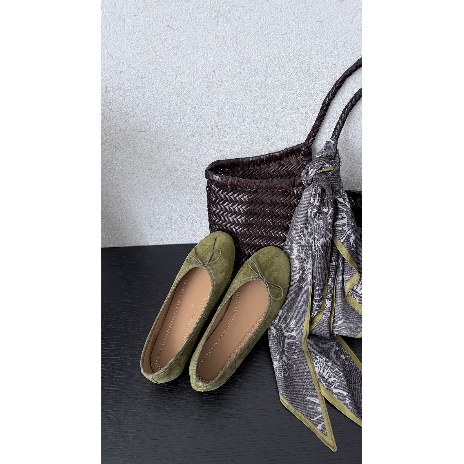 苏安家"小绿芭蕾鞋"头层羊猄皮里外全皮宽脚显瘦真皮奶奶鞋芭蕾鞋主图