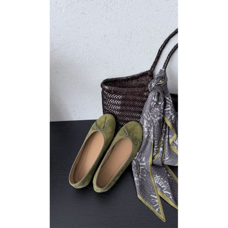 苏安家"小绿芭蕾鞋"头层羊猄皮里外全皮宽脚显瘦真皮奶奶鞋芭蕾鞋