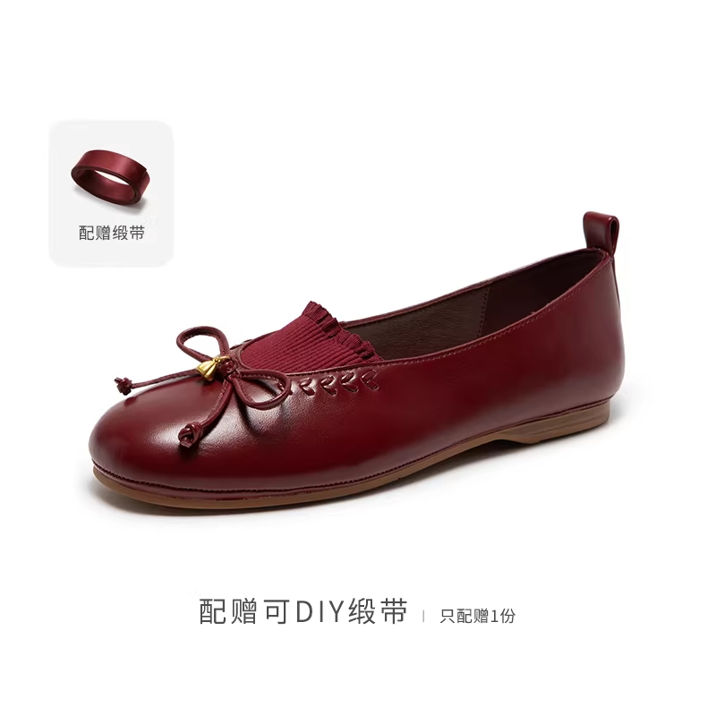 【七七酱直播间】natursun小软皮单鞋油画系列女芭蕾风玛丽珍鞋主图