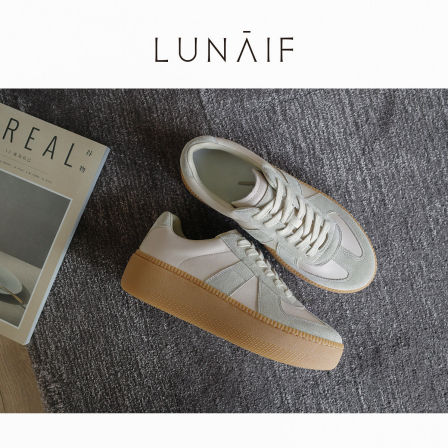 LUNAIF/非一般的感觉 全皮轻便透气舒适牛皮厚底德训鞋休闲鞋无折