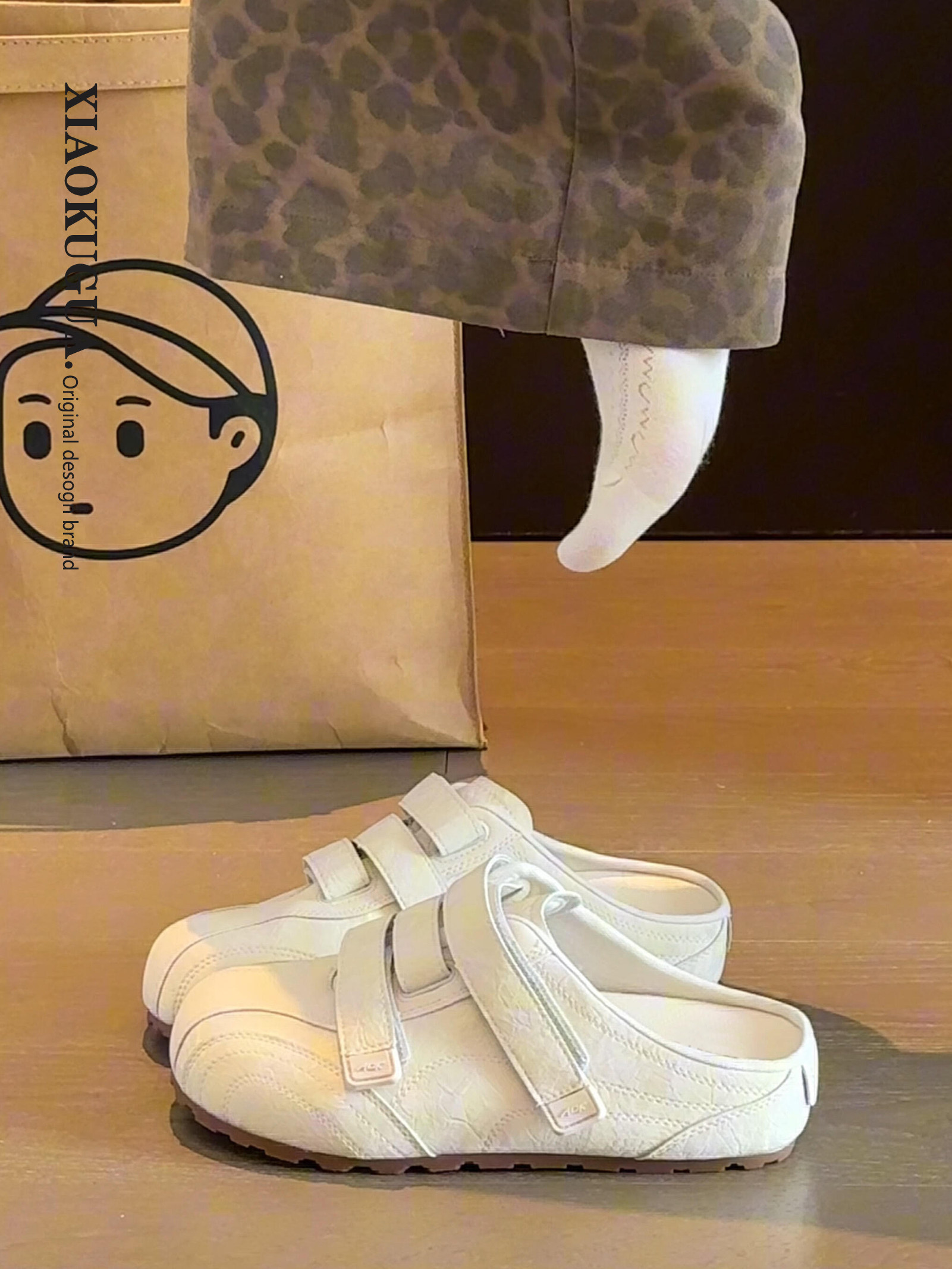 小众厚底包头半拖鞋女夏外穿2026新款复古勃肯鞋一脚蹬休闲小白鞋主图