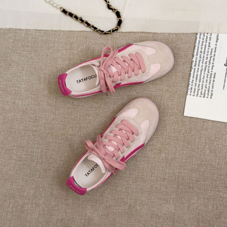 复古平底粉色德训鞋女2026新款春夏季软底超火阿甘鞋休闲运动板鞋