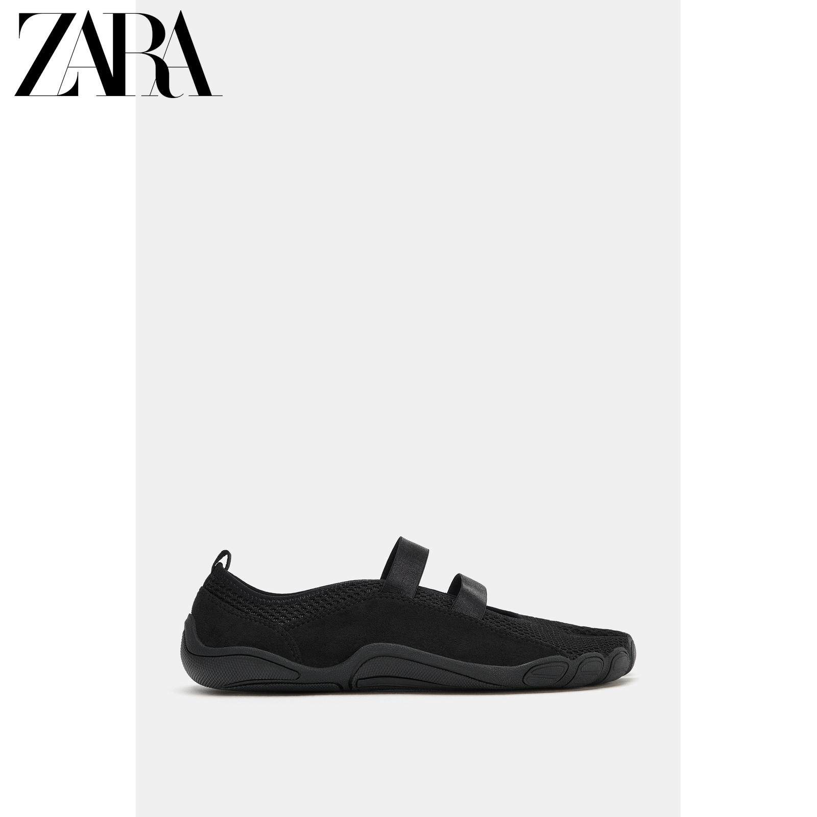 ZARA2026春夏新品 女鞋 黑色双层弹力拉带分趾芭蕾鞋 5250710 800主图
