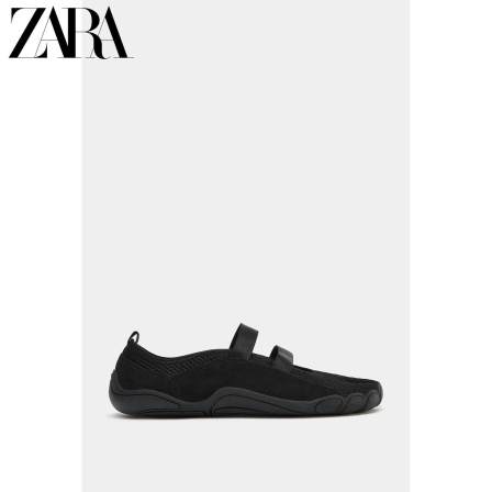 ZARA2026春夏新品 女鞋 黑色双层弹力拉带分趾芭蕾鞋 5250710 800