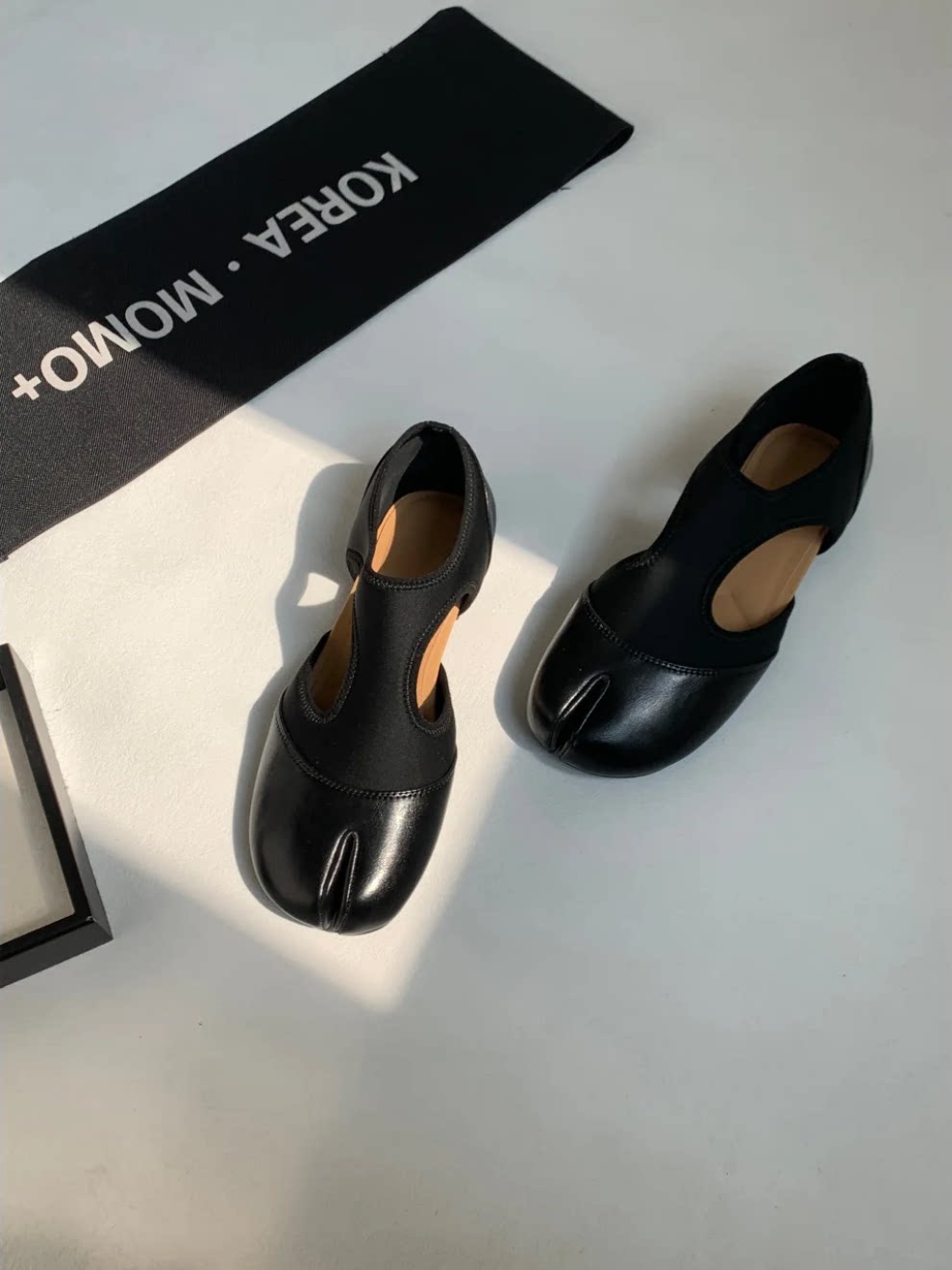 羊皮版~复古分趾芭蕾单鞋女2026春新款拼接侧空平底休闲玛丽珍鞋主图