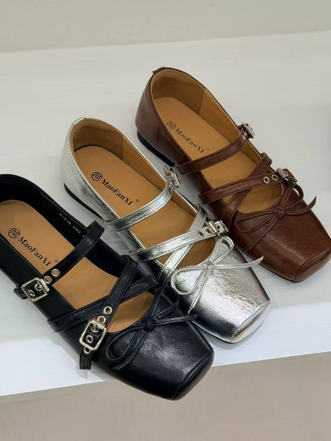 MFX 甜美蝴蝶结交叉玛丽珍单鞋女2026新款时尚百搭猪鼻鞋 9-318主图