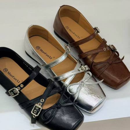 MFX 甜美蝴蝶结交叉玛丽珍单鞋女2026新款时尚百搭猪鼻鞋 9-318