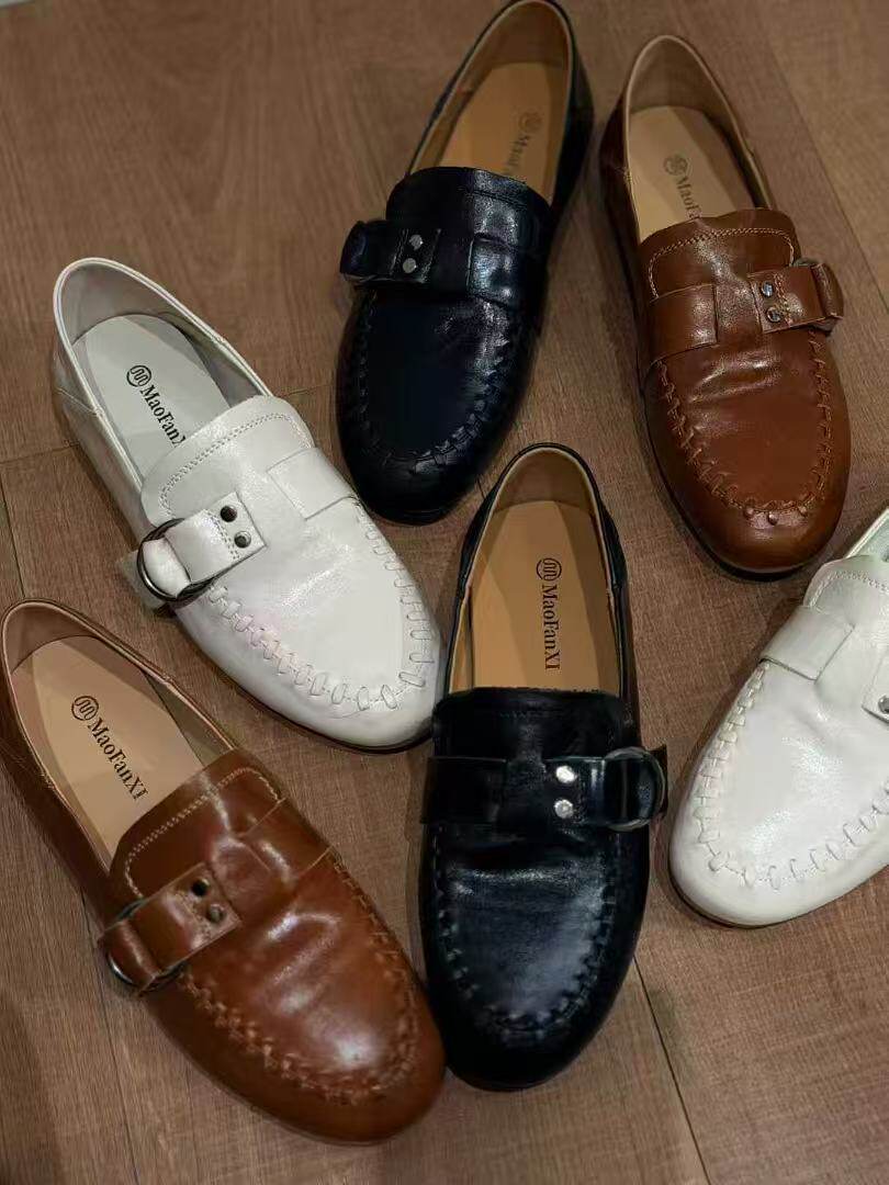 MFX 真皮平底乐福鞋女2026新款英伦风软底小皮鞋一脚蹬 77712主图