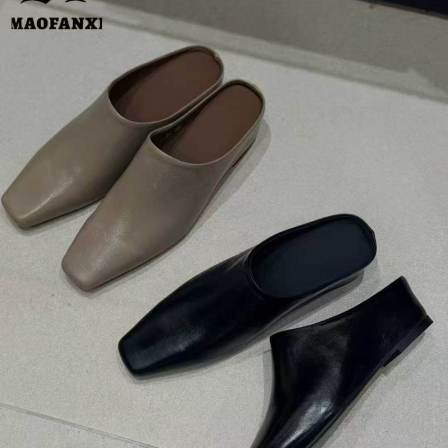 MFX 2026新款方头坡跟时尚舒适百搭洋气半拖鞋11191