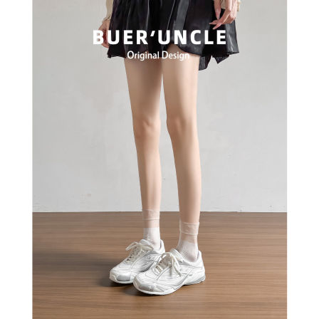 真皮~内增高银色德训鞋女2026款夏季网面透气户外登山休闲运动鞋