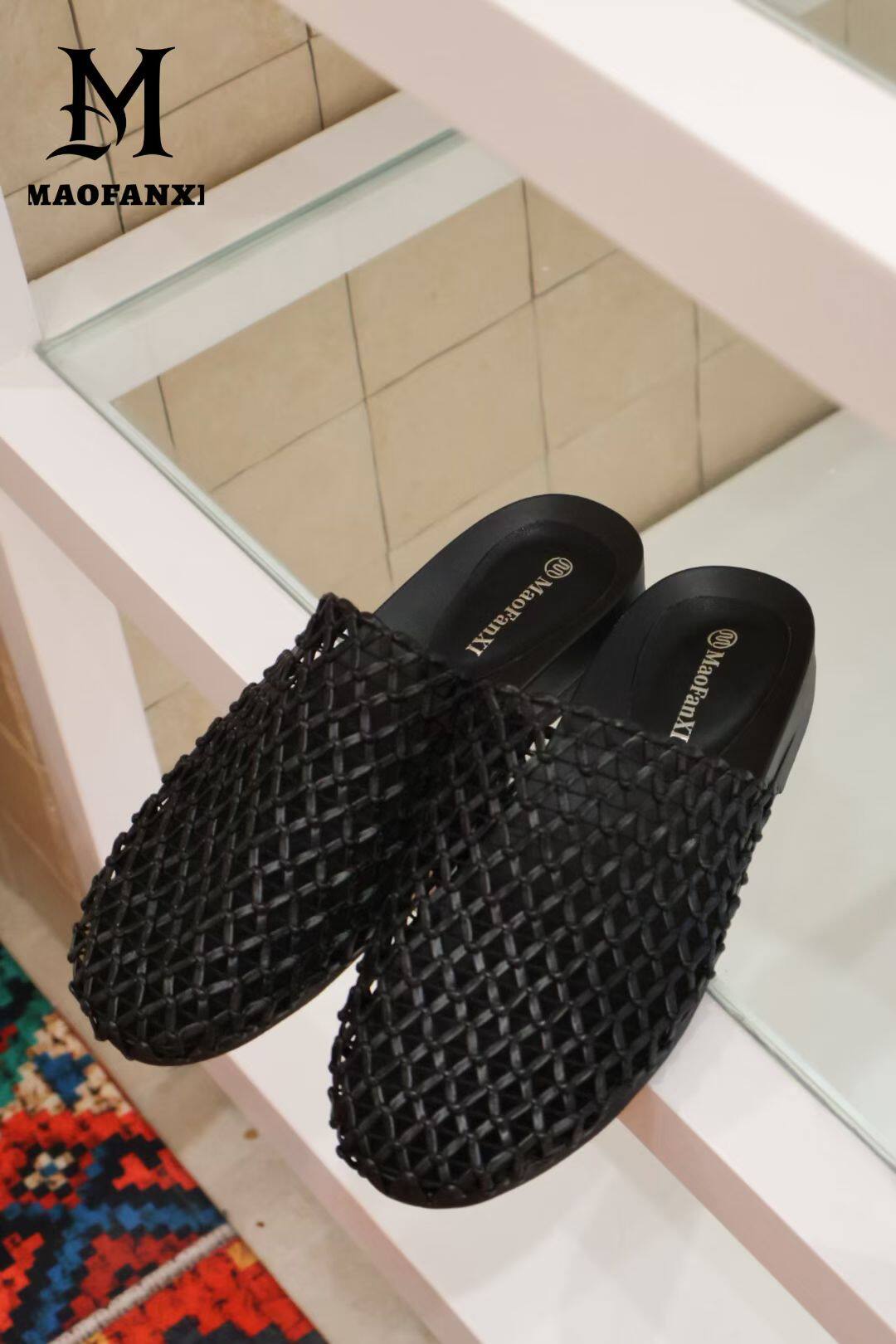 MFX 编织镂空外穿包头半拖女26夏百搭平底休闲凉拖鞋 89-81/89-71主图