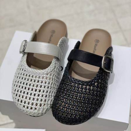 MFX 2026编织镂空包头拖鞋女一脚蹬外穿透气舒适软底鞋 80-072