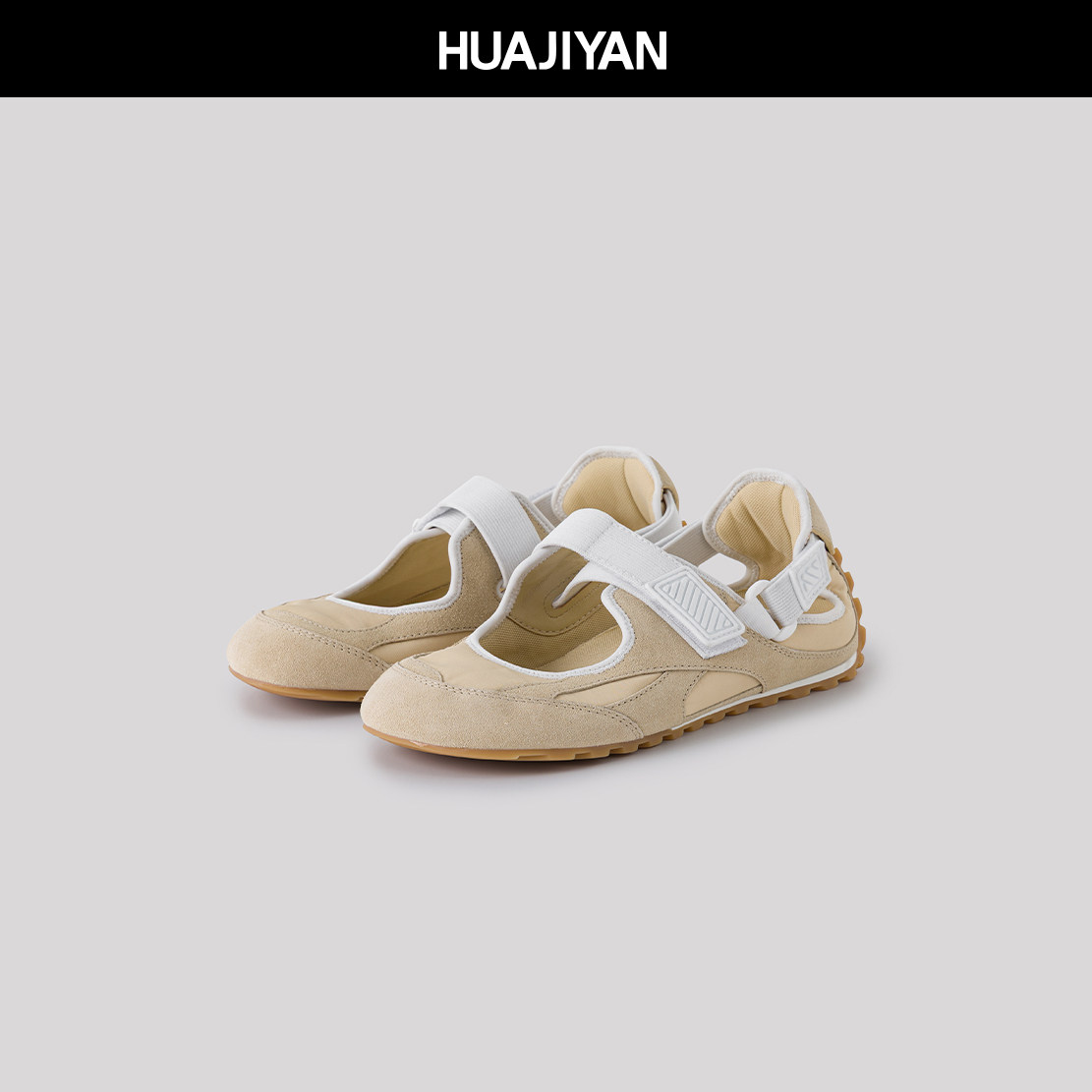 华吉言【配饰系列】牛反绒帆布面魔术贴百搭休闲鞋平底鞋主图