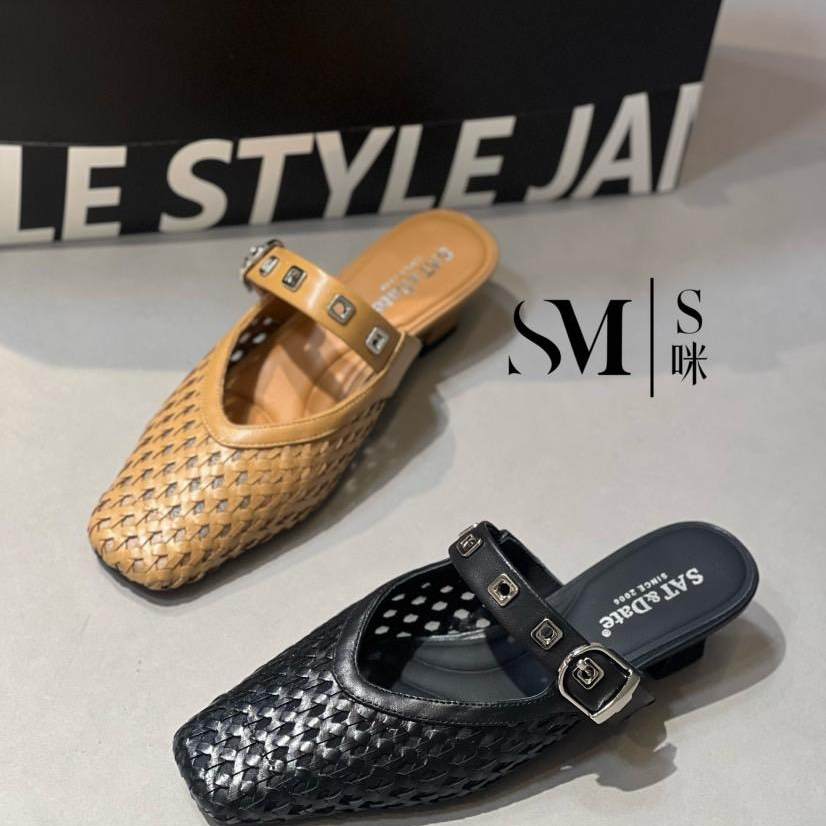 一抹微蓝甄选 2026新款 羊皮镂空编织简约半拖 XWJ27619主图