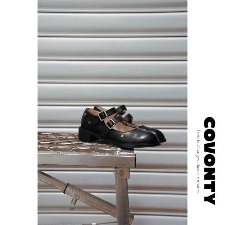 COVONTY【超能小太阳】双扣带玛丽珍女甜酷辣妹铆钉单鞋