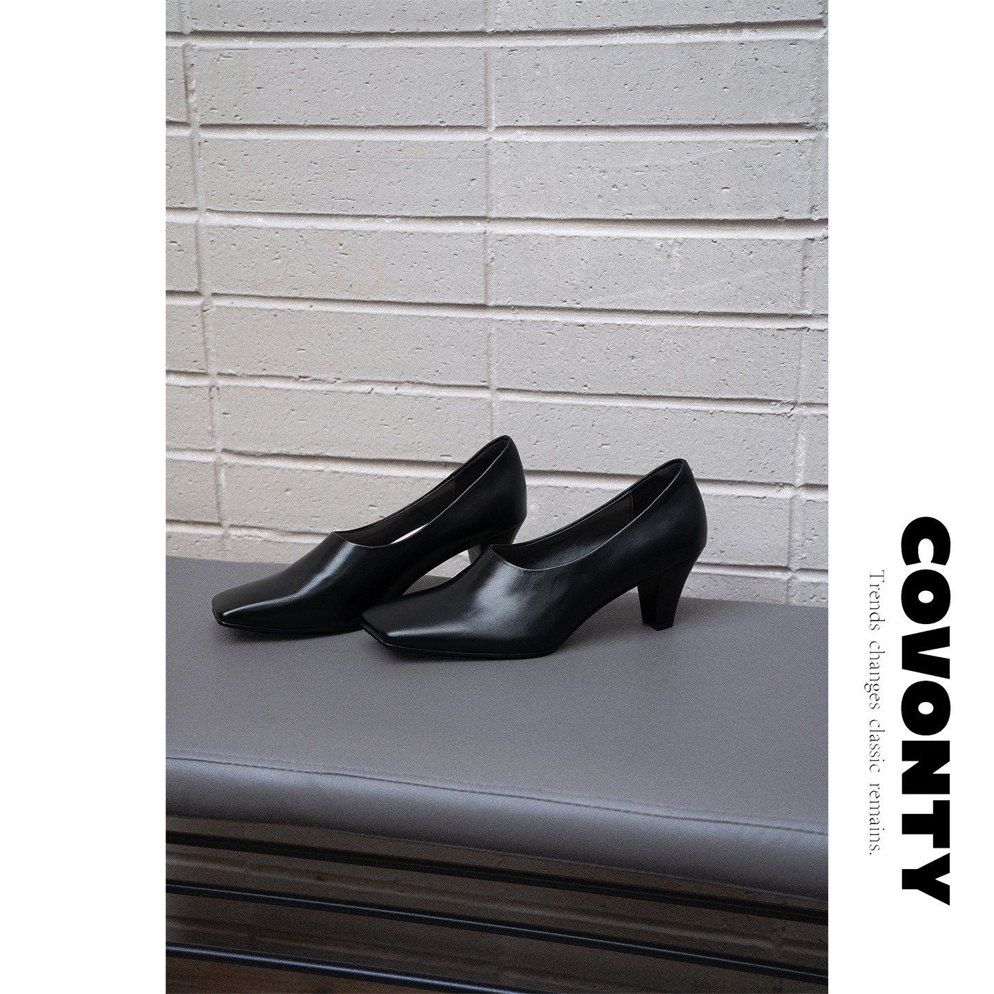 COVONTY【超能小太阳】水洗马皮奶奶鞋女女巫单鞋方头高跟鞋主图