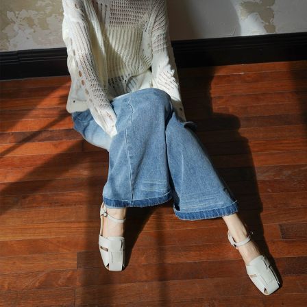 COVONTY【超能小太阳】罗马鞋凉鞋女平底编织仙女风猪笼鞋