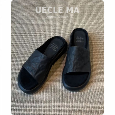 羊皮~厚底拖鞋女外穿2026新款高级感度假沙滩鞋配裙子时尚凉拖鞋