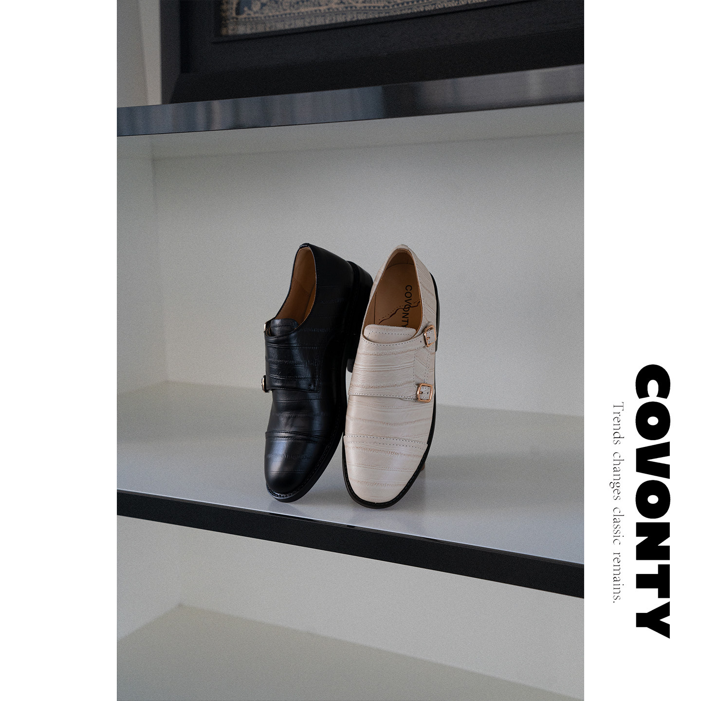 COVONTY【超能小太阳】中性风孟克单鞋真皮英伦小皮鞋女主图