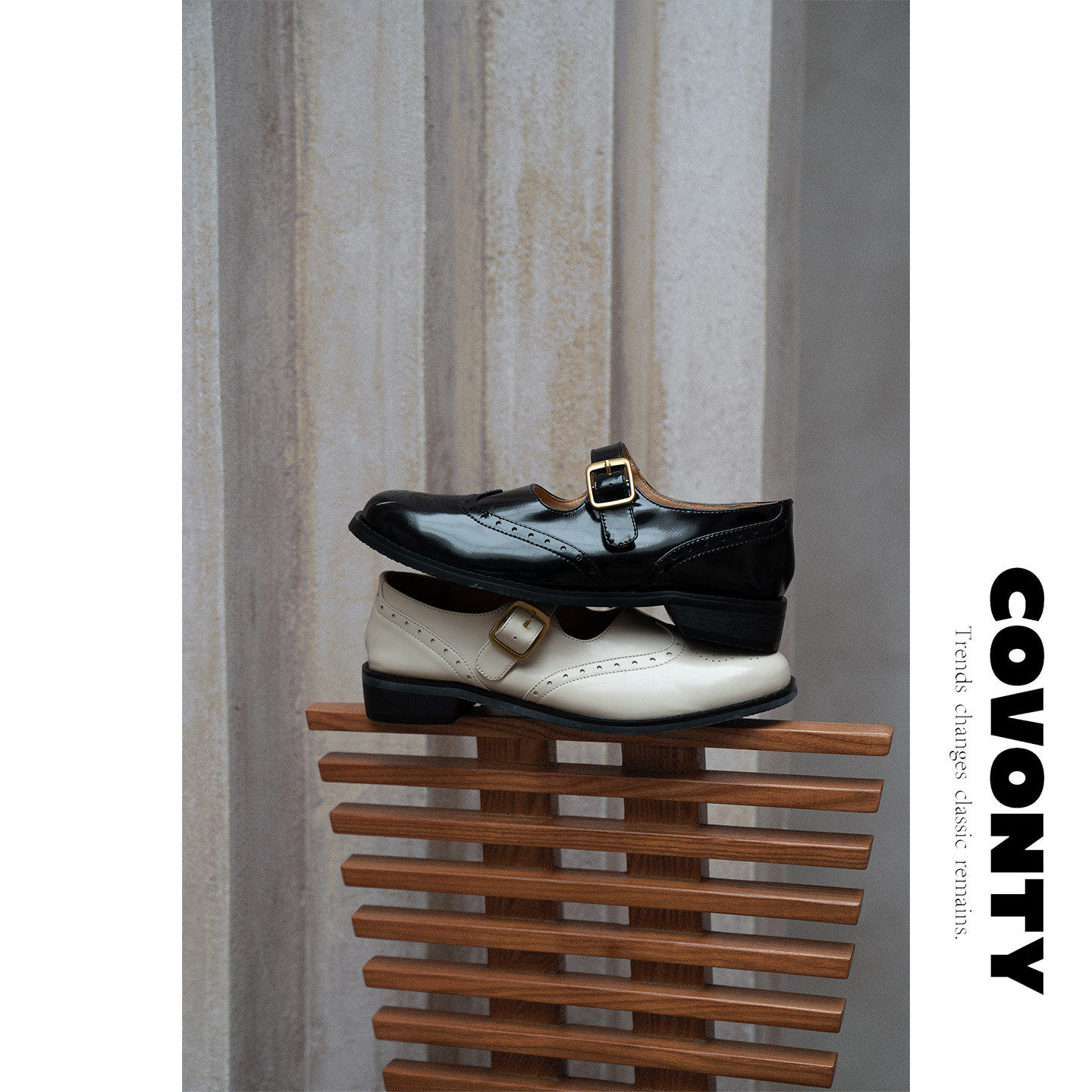 COVONTY【超能小太阳】 老钱风雕花小皮鞋复古玛丽珍鞋女主图