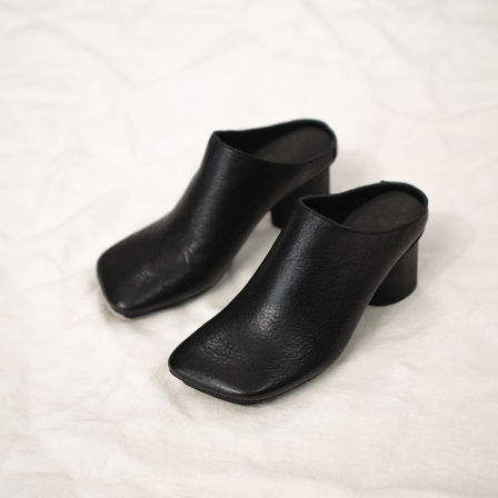 【安之意】进口马皮高跟穆勒拖鞋女鞋春季新品水染做旧极简静奢风