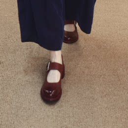 一抹微蓝甄选 2026新款 水洗马皮时尚圆头包鞋XWJ52-3268