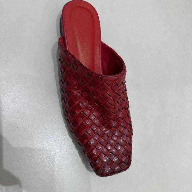 一抹微蓝甄选 2026新款 水洗编织牛皮经典老钱半拖 XWJ38-8895主图