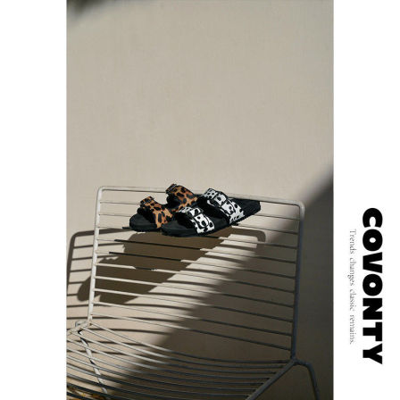 COVONTY【超能小太阳】马毛豹纹勃肯鞋女外穿真皮带扣凉拖鞋