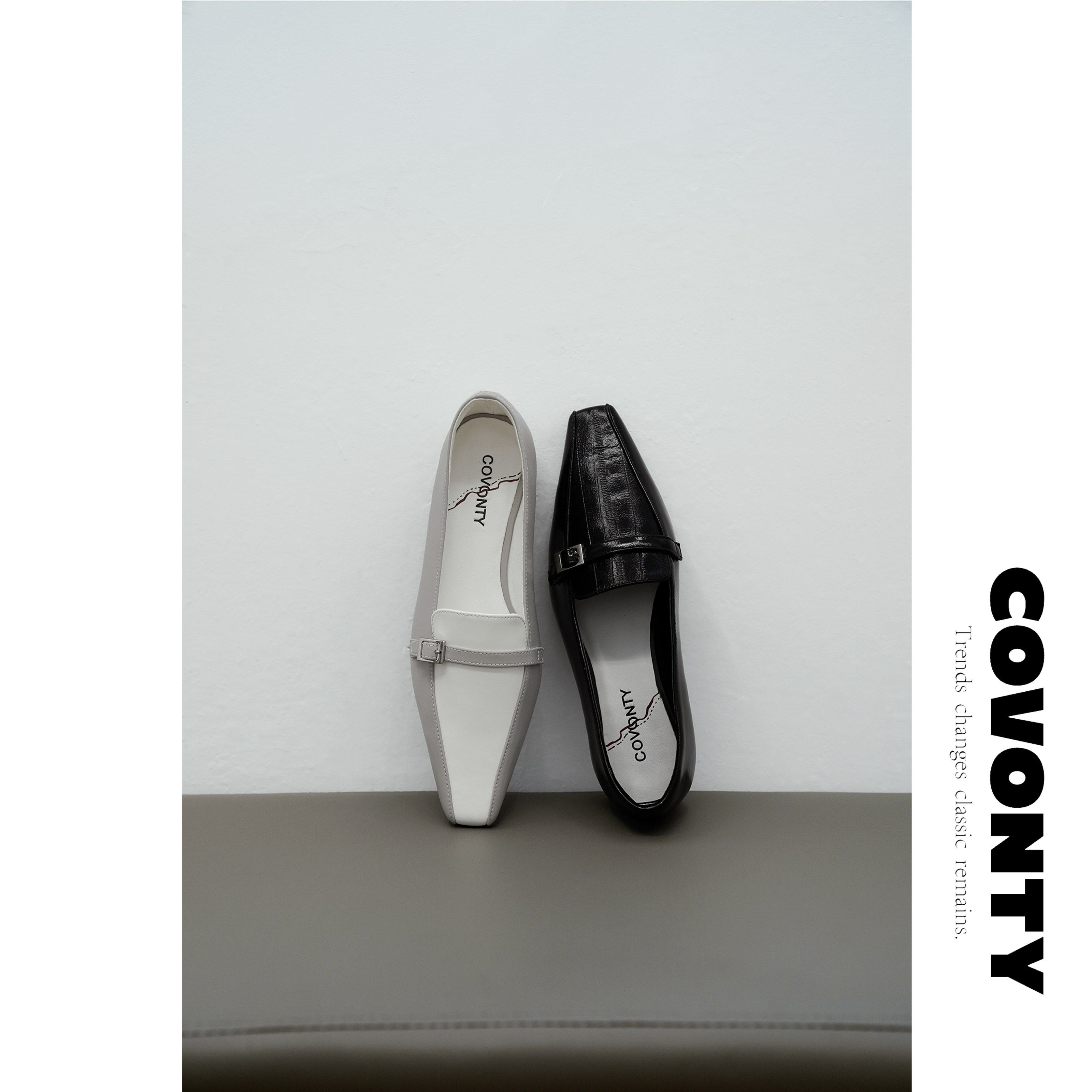 COVONTY【超能小太阳】法式复古单鞋女通勤拼色乐福鞋小皮鞋主图