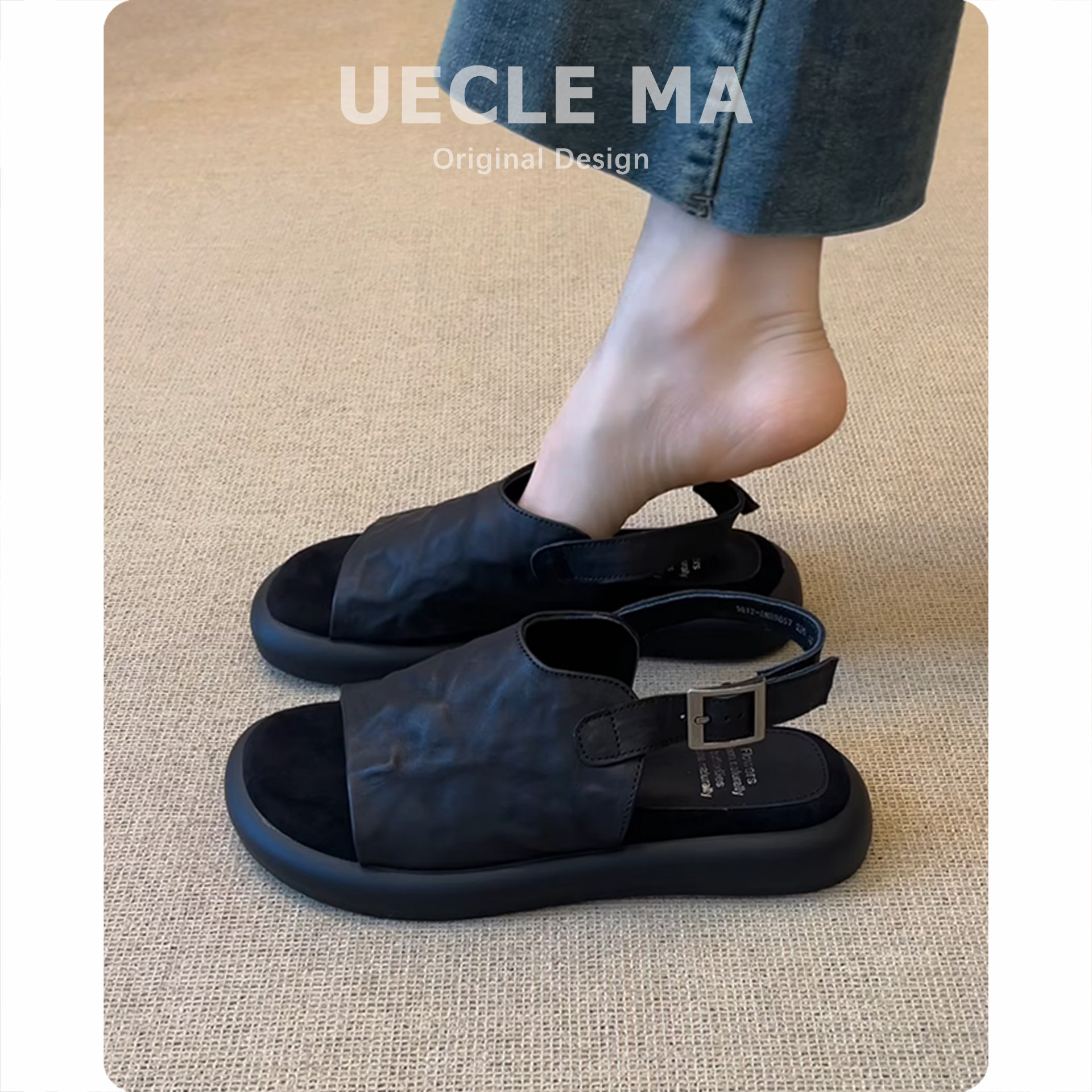 超软小羊皮~厚底凉鞋女夏季外穿配裙子绝美巨好看时尚沙滩罗马鞋主图