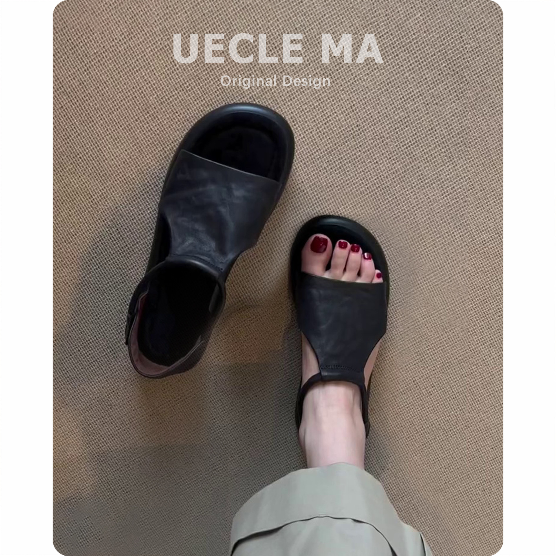 超软小羊皮@厚底凉鞋女2026新款外穿时尚高级感不累脚绝美罗马鞋主图