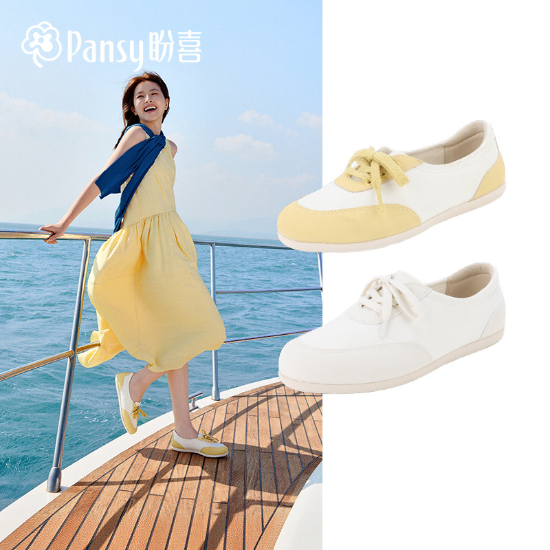 Pansy盼喜系带芭蕾风休闲女平底鞋舒适百搭单鞋2026年春夏新款主图
