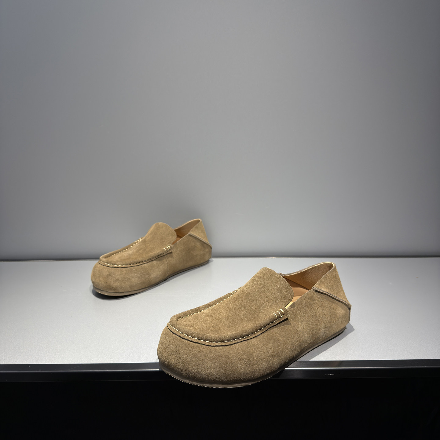 复古风反绒皮乐福鞋男一脚蹬休闲懒人鞋轻质豆豆鞋宽头平跟老钱风主图