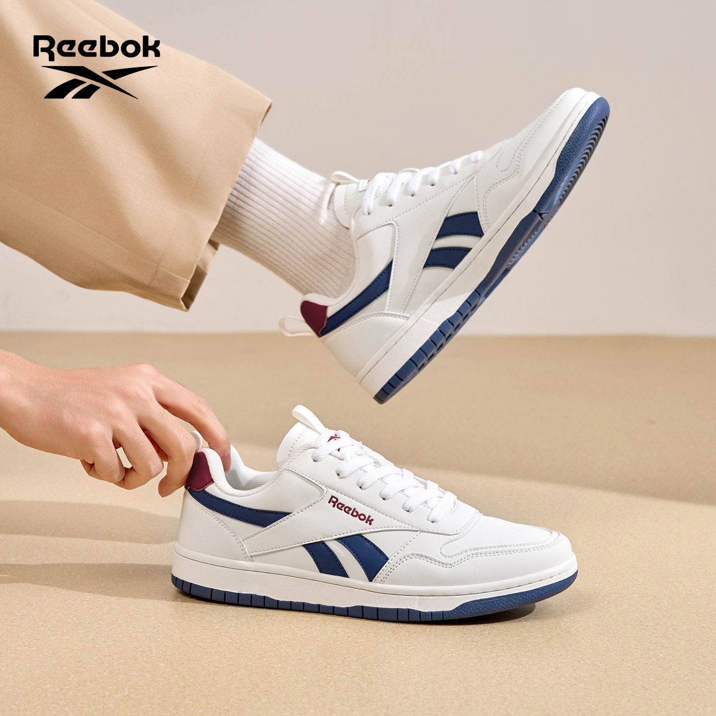 Reebok锐步男鞋运动小白鞋夏季潮流百搭2026新款软底防滑休闲板鞋主图
