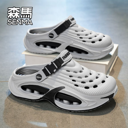 森马洞洞鞋男夏季外穿厚底防滑篮球运动拖鞋2026新款男士沙滩凉鞋