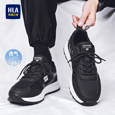 海澜之家男鞋2026夏季新款复古透气网面休闲运动鞋百搭厚底老爹鞋